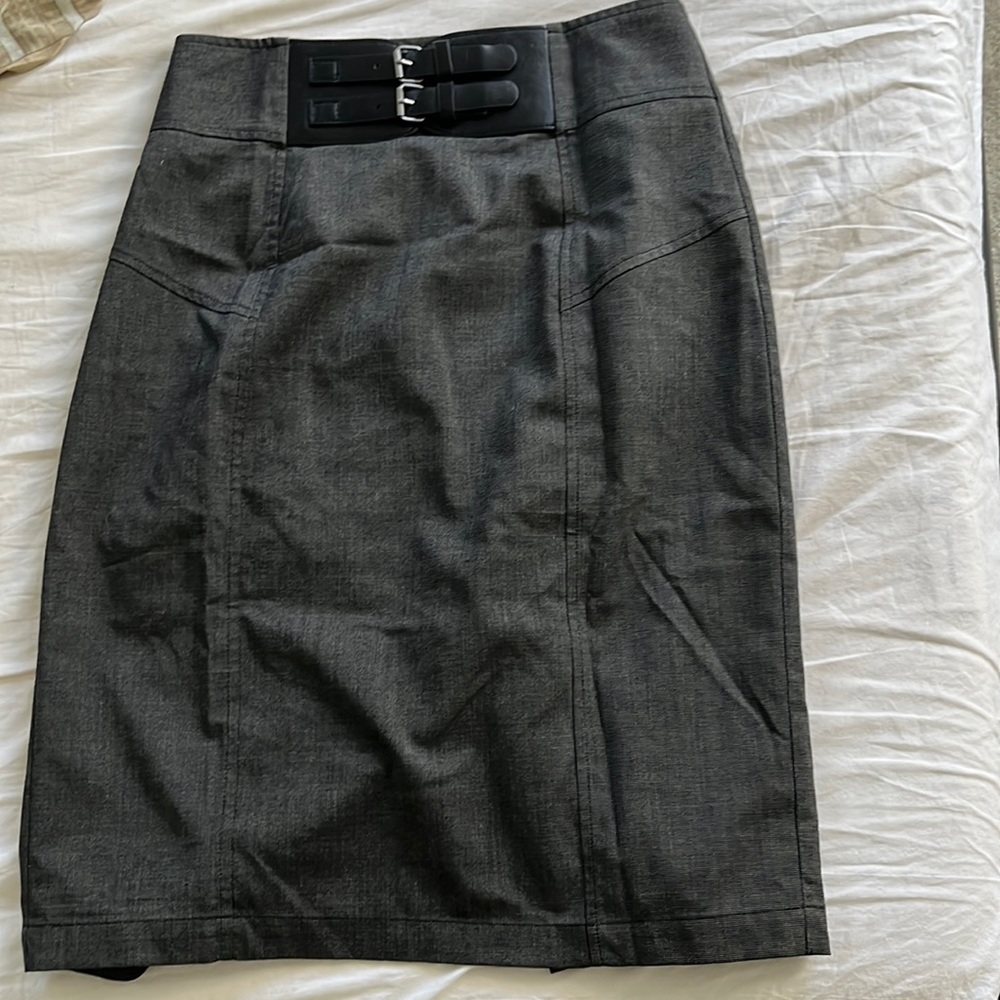 COPY - Black Worthington Pencil Skirt with Faux Belt Front